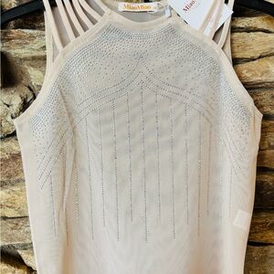 MiaoMiao Beige w/ Metallic Embellishments Sleeveless Top NWT